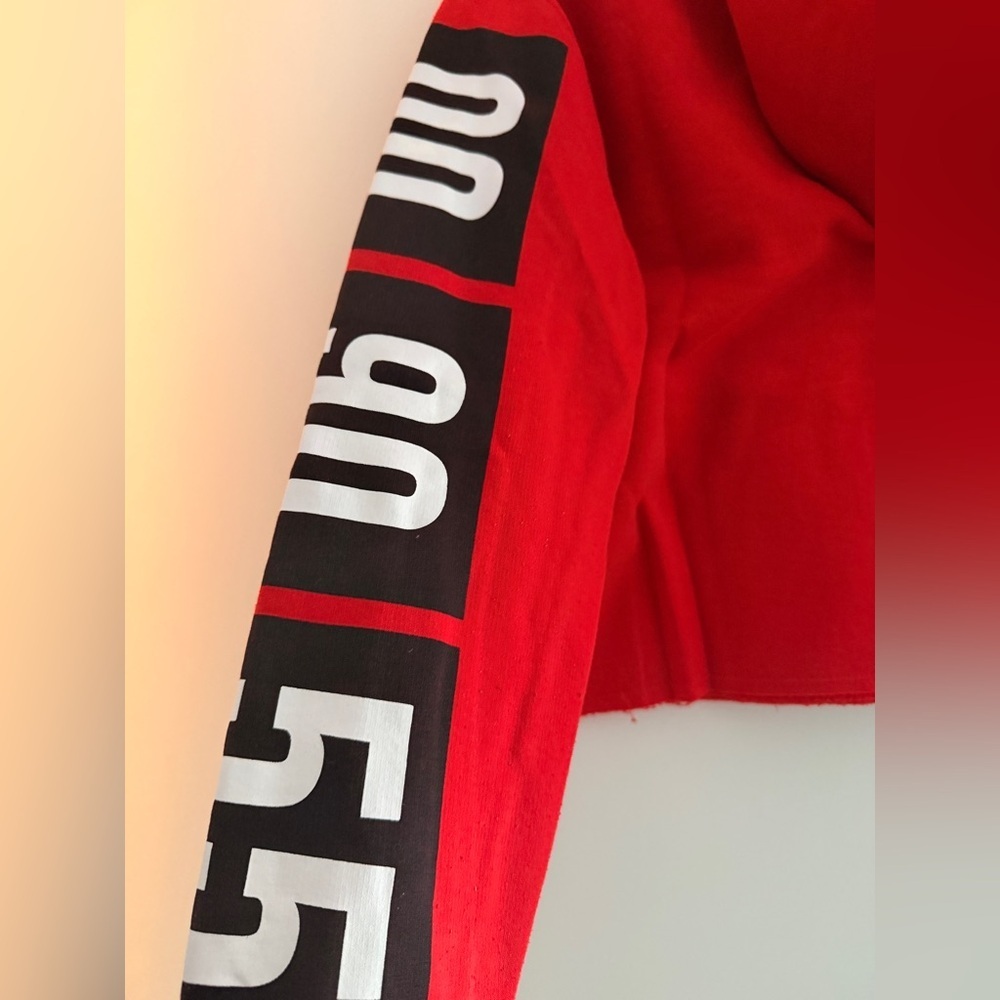 Jennyfer red and black cropped hoodie size S vintage - Picture 4 of 5
